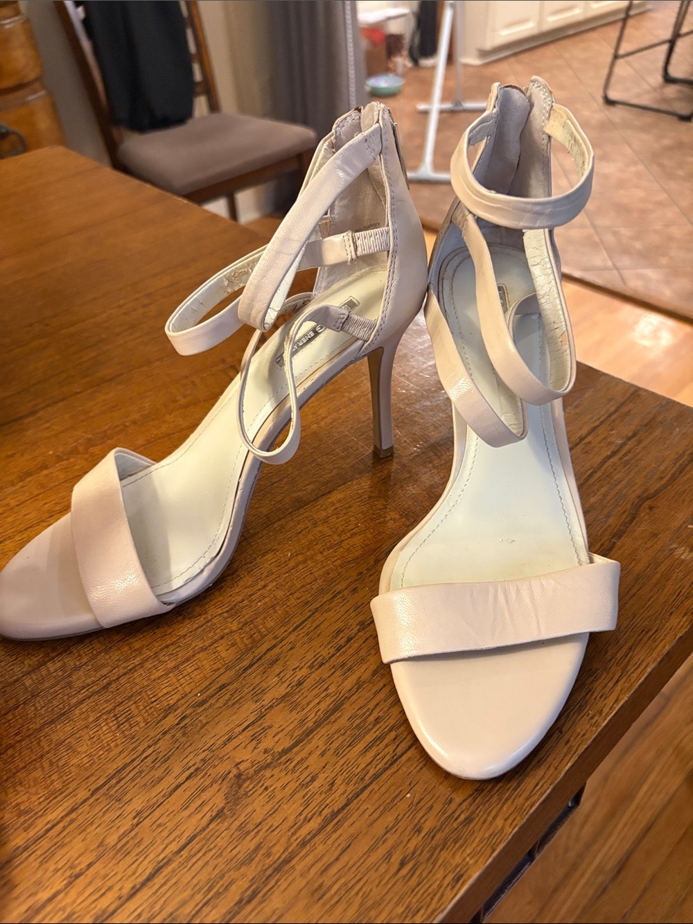 BCBGeneration Pale Blush Ankle-Strap Stiletto Sandals
